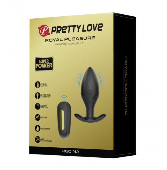 PRETTY LOVE - Royal Pleasure Wireless Remote Anal Plug (Black)